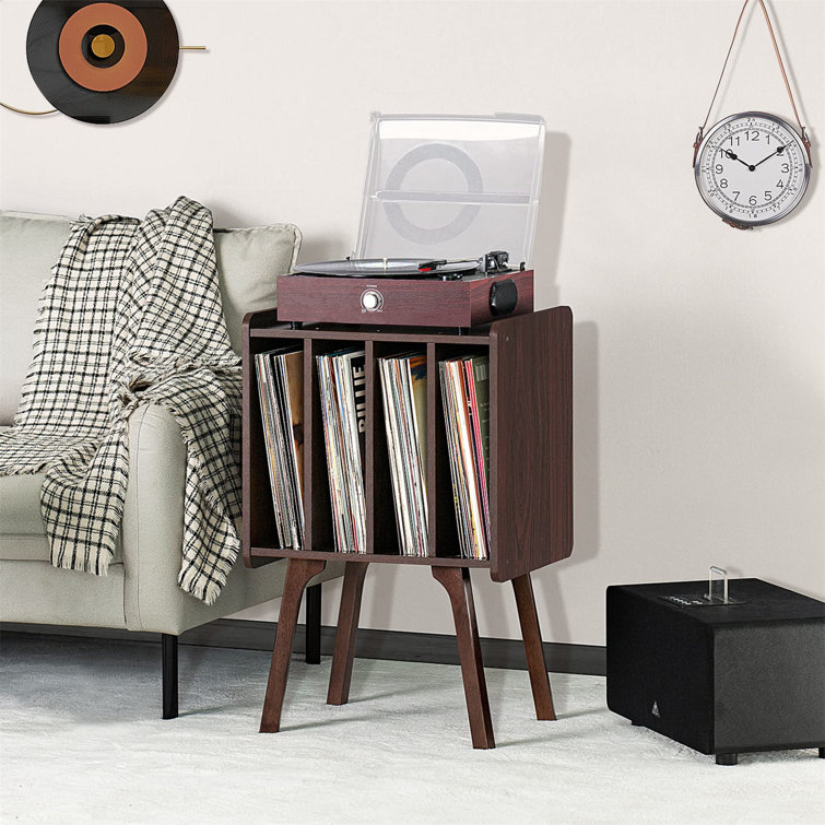 Corrigan Studio Record Player Stand Walnut Vinyl Record Storage